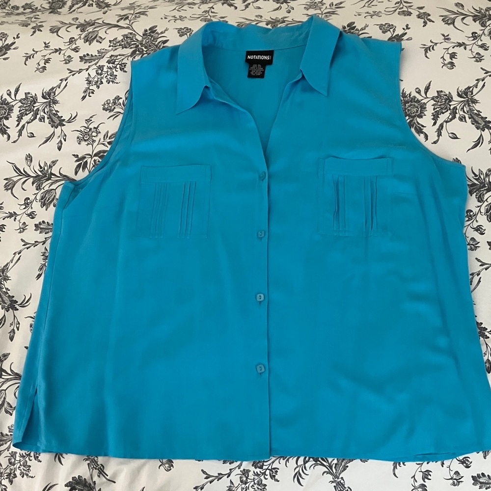 Notations Turquoise Sleeveless Blouse